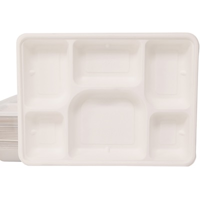 50 x Disposable Thali Plates 6 Compartment - Rigid & Eco-Friendly